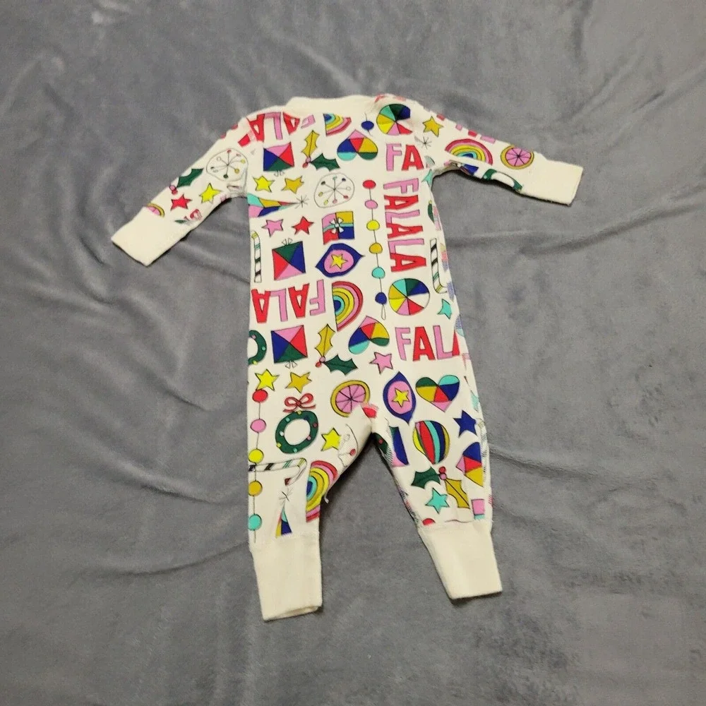 Hanna Andersson PJ Baby 3 Month Christmas‎ Pajama Green Red Fala Organic Stained